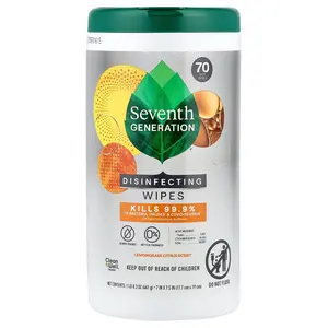 Seventh Generation Disinfecting Wipes, Lemongrass Citrus, 70 Wet Wipes, 1 lb 0.3 oz (461 g)