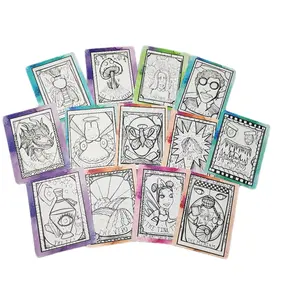 The Flock That Rocks Color Your Own Tarot Card Set- Series 1- 2 sided keepsake coloring cards with hand drawn art