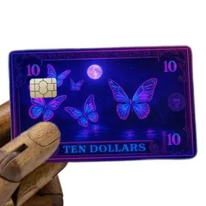 Moonlit Butterflies 10 Credit Card Cover Dreamy Night Sky Design with Glowing Butterflies Shabby Chic Style Ten Dollars