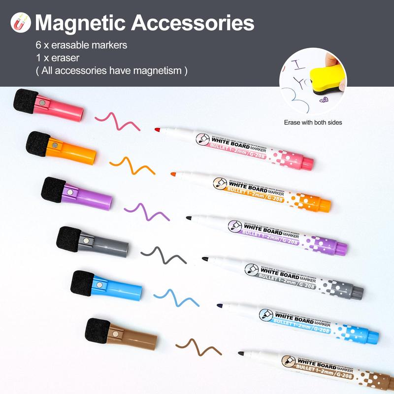 4PCS 12"x8" Magnetic Dry Erase WhiteBoard for Fridge w/ 6 Markers & 1 Eraser - Small Magnet Blank White Board Organizer and Planner for Home, Kitchen, Office, Refrigerator, Wall, Door, Cabinet