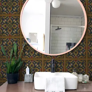 Classic European Tile Pattern Floor Sticker, Waterproof & Scratch Resistant Self-Adhesive, Easy Peel-And-Stick Design for Home Decoration