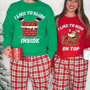 Christmas Matching Couple Sweatshirt Funny Holiday Couple Sweater Raunchy Vacation Shirt Inappropriate Xmas Hoodie Offensive T-Shirts