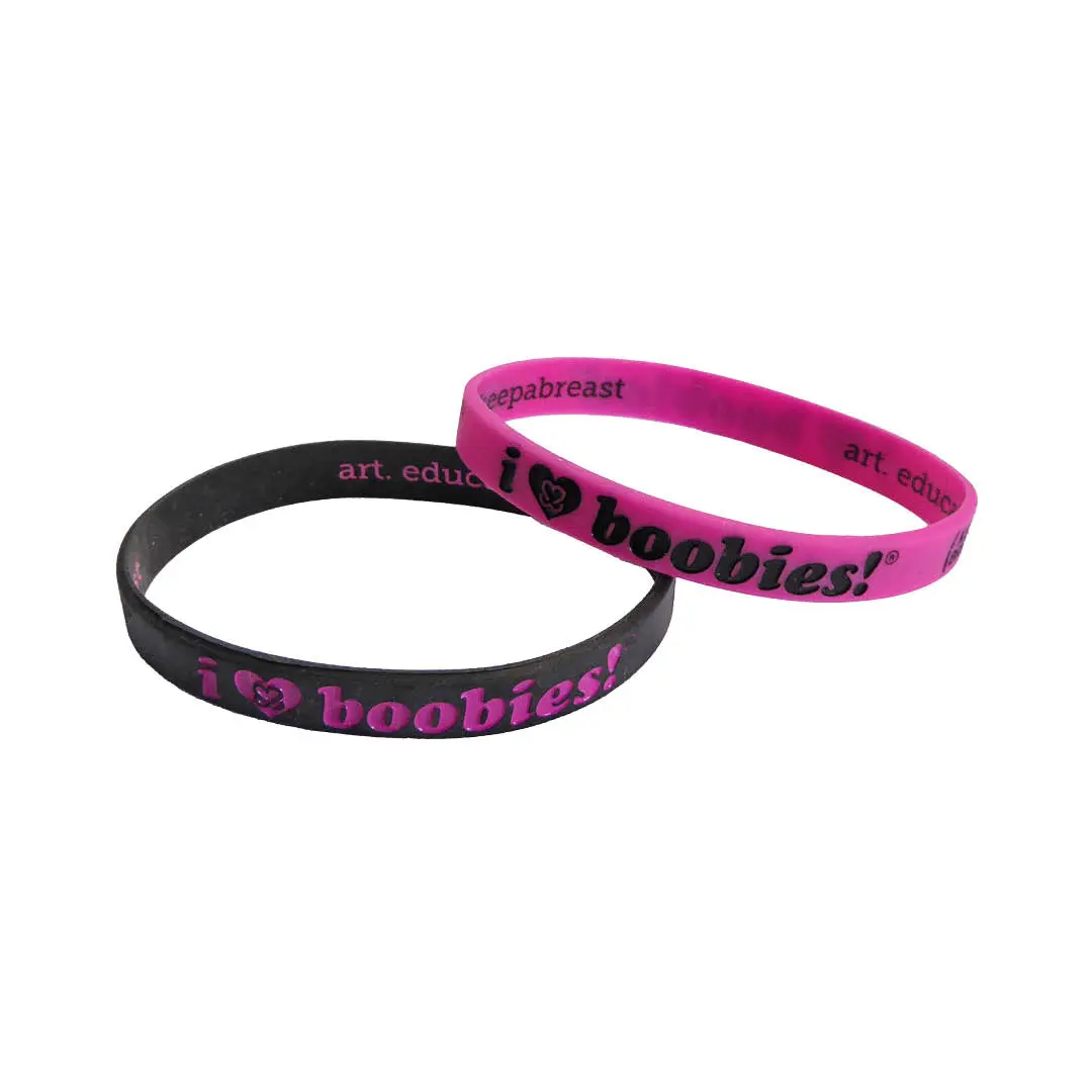 i love boobies! Mini Bracelet Pack - Lipstick (Black / Hot Pink)