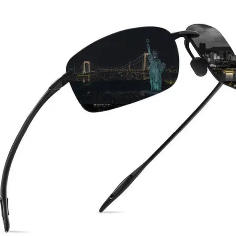 Men's Aviation-Themed Polarized Rimless Pilot Sunglasses - Ultralight TR90 Ergonomic Eyewear, Polarized Anti Glare, High Elasticity, Drive-Ready Vision, Abrasion Resistant, Eye and Face Protection for Running/Driving, Men's Accessories