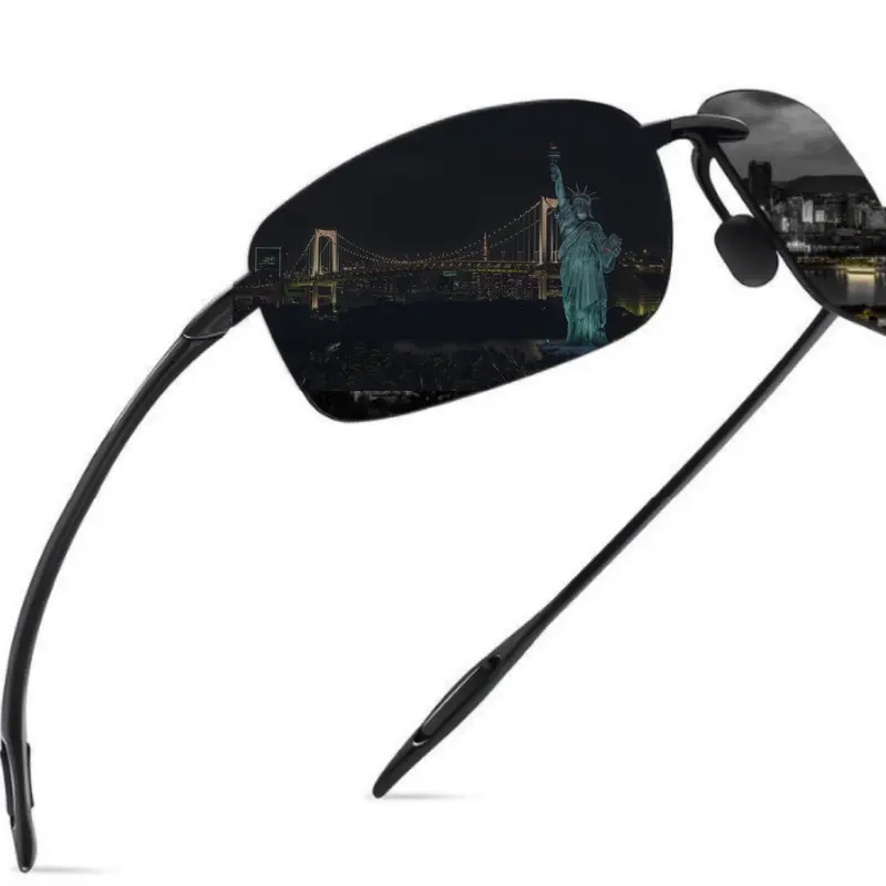 Men's Aviation-Themed Polarized Rimless Pilot Sunglasses - Ultralight TR90 Ergonomic Eyewear, Polarized Anti Glare, High Elasticity, Drive-Ready Vision, Abrasion Resistant, Eye and Face Protection for Running/Driving, Men's Accessories