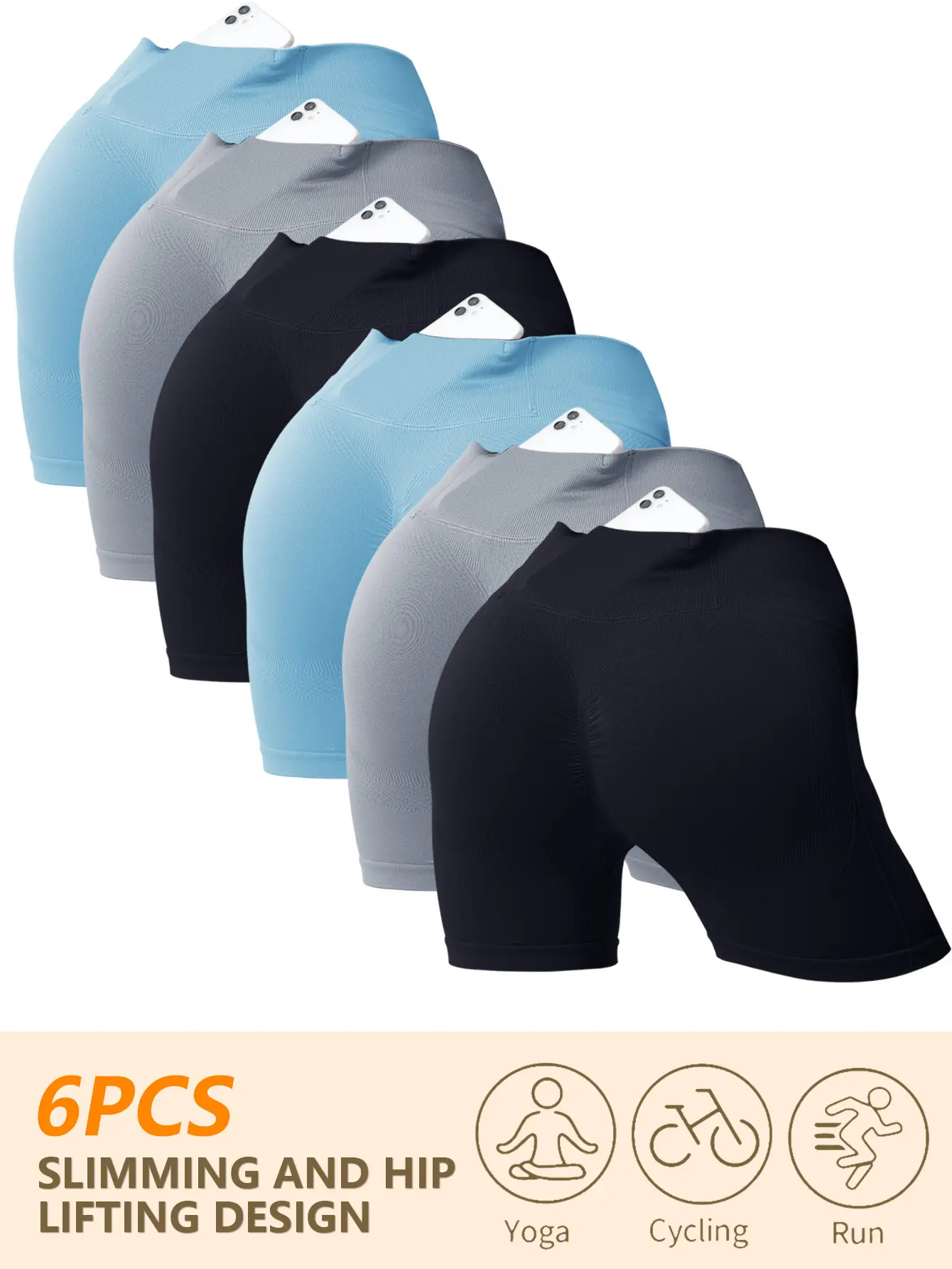 Women's Ribbed High-Waisted Yoga Leggings (6Pcs) - Tummy Control, Butt Lifting, Back Pocket, Soft Breathable Workout Tights for Gym, Running Activewear biker shorts women surf swimwear