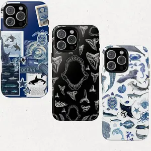 Shark Ocean Summer Phone Case – Tough Phone Case for  iPhone 17, 16, 15, 14, 13, 12, 11 Pro Max, Beach Vibes Protective Cover, Marine Life Design