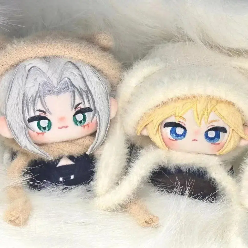 10cm Anime Game Role Play Plush Doll - Cloud Strife & Sephiroth Figures, Starfish Printed Body Pendant, Cosplay Keychain Stuffed Toy Gifts, Mini Starfish Printed Body Pendant
