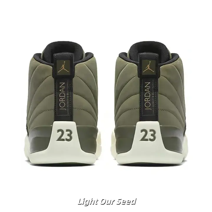 Unisex Olive Green Mid-Top Retro Basketball Sneakers, Gold Metal Lock Cream Traction Outsole Lace-Up Breathable Street Casual Sports Shoes For Daily Wear