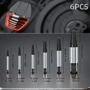 5/6pcs Advanced Screw Remover Kit, Easily Remove Damaged Screws Bolts Pipes, Essential Woodworking DIY Tool Set