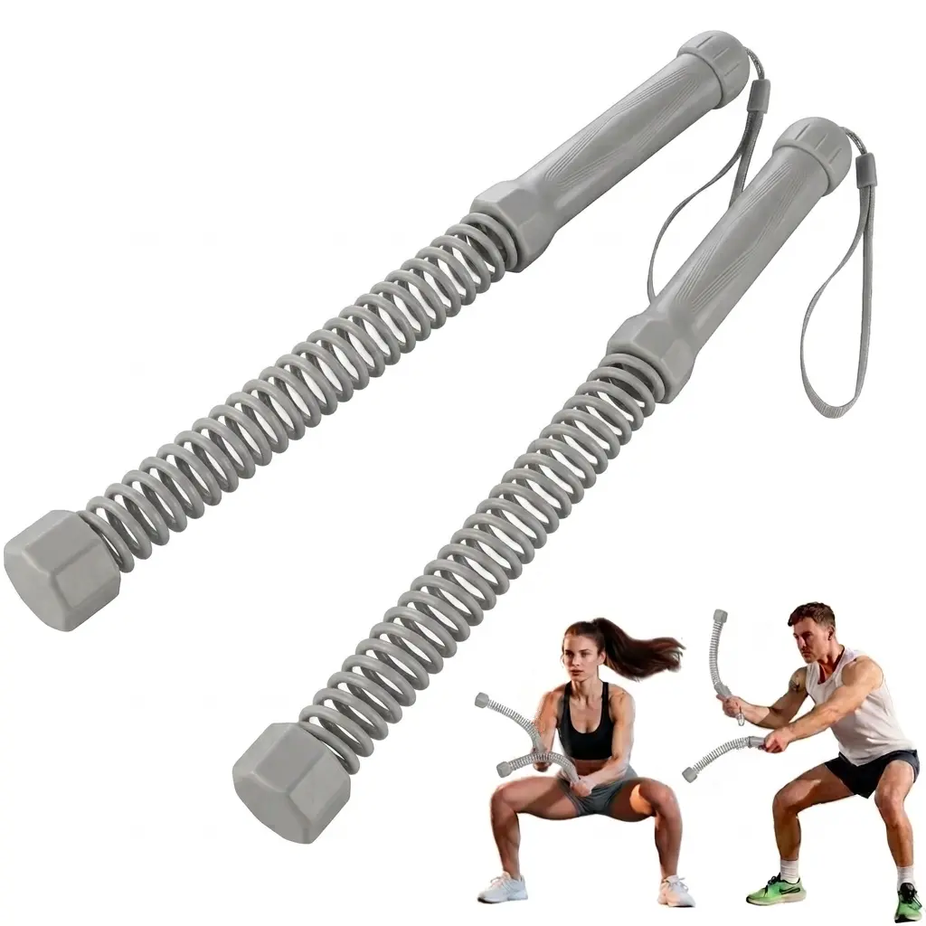1.6 LBS New Upgrade Cordless Quiet Weighted Battle Rope - Reinforced High-Toughness Spring Cores, Textured Non-Slip Rubber Handles, Wrist Lanyards, Portable Ropeless Fitness Training Equipment for Fitness Beginners’ Home Gym Workouts