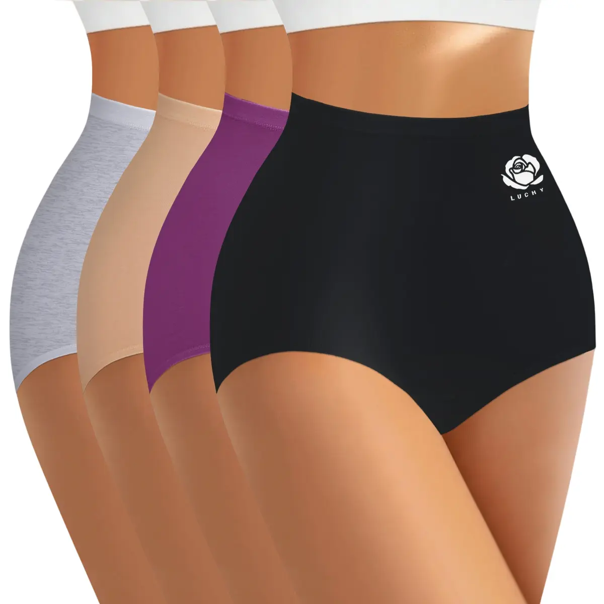 4-Piece High Waist Breathable Cotton Shaping Panties, High-Elasticity, Seamless, Tummy Control and Butt Lifting, Soft and Comfortable Women's Panties, Suitable for Everyday Womenswear, Sizes S-XXL