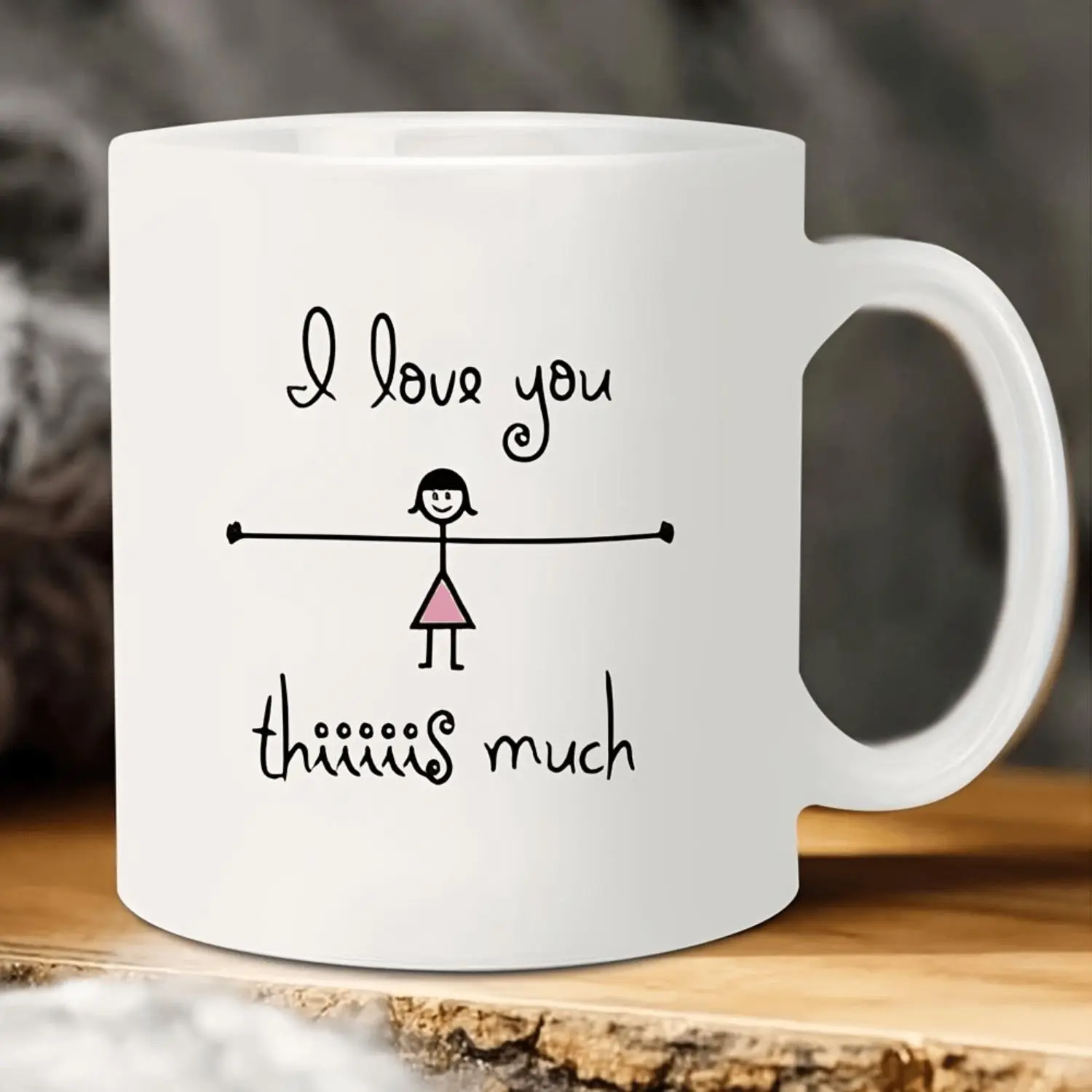 1-Pack, 11oz, Ceramic Coffee Mug with Graffiti Girl Illustration-"I Love You" Newlyweds Couple Mug for Anniversary, Birthday and Festival-Unique Couple Gift