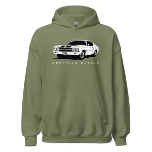1970 Chevelle Hoodie, Muscle Car Hooded Sweatshirt Classic Car Enthusiast Pullover Jacket