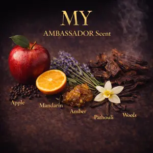 MY Ambassador Scent - Fresh Aromatic Woody Fragrance for Men with Bergamot Lemon Pink Pepper Lavender Geranium Violet Vetiver Patchouli Cedarwood Musk