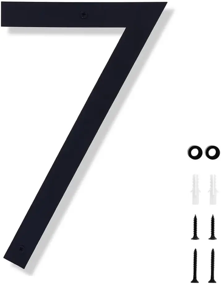 10 Inch House Numbers for Outside Modern Black House Number Large Metal Address Numbers for Outside Floating Door Numbers with  Kit for Number 7