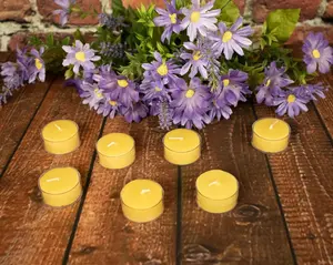 Beeswax 100% Pure Tea Lights - Clear Cups, Non-Toxic, 3 Hours Burn Time, Available in 8-Pack, 20-Pack, or Case Packed - Candle, Decor