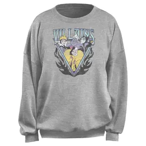 Junior's Disney Villains Distressed Flames Logo Sweatshirt