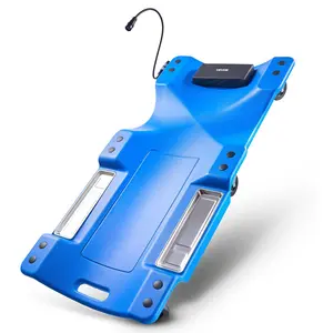 【DealsForYouDays】VEVOR 40 in Mechanic Creeper with LED Light, Low Profile Plastic Garage Creeper, 350 lbs Under Car Rolling Creeper with 6 Swivel Casters, Padded Headrest & Tool Trays for Auto Repair