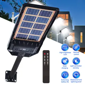 LED Solar Street Light Outdoor, Dusk to Dawn Solar Flood Light with Remote Control, IP65 Waterproof Motion Sensor Security Light for Yard, Driveway, Parking Lot & Garden