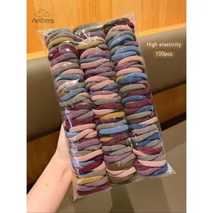 Spring/summer Women's Simple Style Plain Hair Tie for Ponytail Holder, 100pcs Casual Hair Ties for Summer Hairstyles, Trendy Elastic Hair Tie for Women & Girls, Minimalist Headwear Suitable for Thick Hair for Daily Use, Rubber Band, Hair Accessory
