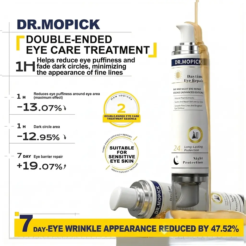 DR.MOPICK Eye Essence | 2-in-1 Day & Night Dual-Head | Caffeine + Niacinamide + Peptides | Visibly Brightens Dark Circles + De-Puffs | 24H Comfort Boost