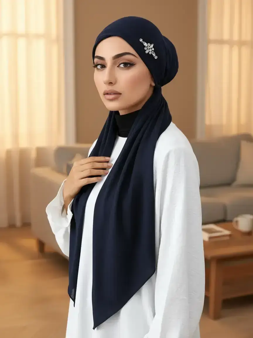 Women's Fashion Plain Bejeweled Accent Stretchy Fit Cap, Casual Versatile Simple Stretchable Hijab, Breathable Sun Protection Sweat-Wicking Jersey Hijabs For Muslim, Modest Hijab, Modesty, Muslims
