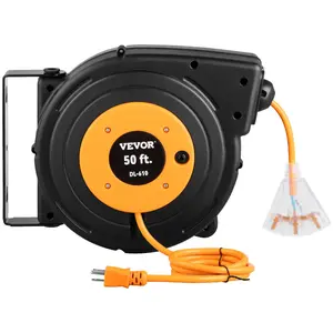 Spring new arrivals 50ft Retractable Extension Cord Reel 14AWG/3CSJTOW Power Cord Reel