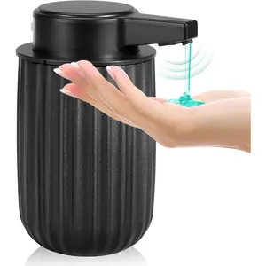 Automatic Touchless Liquid Soap Dispenser 9oz Black Plastic Rechargeable Electric Smart 3-Level Adjustable Auto Soap Dispenser for Bathroom Kitchen Hand Dish Lotion