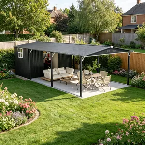 12x23 FT Steel Carport & Storage Shed, Heavy Duty Garage with Sliding Door, UV Resistant & Waterproof Sloped Roof, Reinforced for Vehicles, Tractors, Farm Equipment