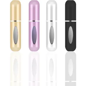 Travel Perfume Bottle Refillable,5ml Portable Travel Perfume Atomizer Refillable,Mini Cologne Perfume Spray Bottle,Scent Pump Case for Traveling and Outgoing (4Pack)