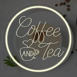 Adjustable USB Powered Led Neon Sign, Coffee and Tea Bar Wall Art, Decorative Hanging Sign for Home Bars, Cafes, Restaurants, Hotels, Decorative Neon Light, Atmosphere Lighting
