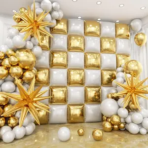 36 count White and  Square Foil Balloons Wall Backdrop with 147 count Balloon Garland Arch Kit, Double Sided Balloons for Wedding Engagements Birthday Bridal Shower Anniversary Party Decorations