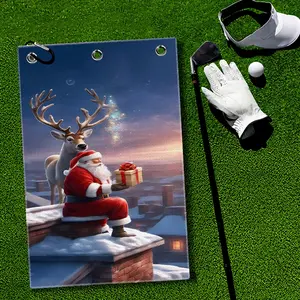 Christmas Santa Golf Towel Quick-Dry Golf Towels Accessory with Hooks Premium and Durable Polyester Golf Towels for Golf Bags Ideal for Men & Women Golfers Dad Boyfriend Husband - Great Gift for Holidays Christmas Stocking Stuffers Golf Accessories