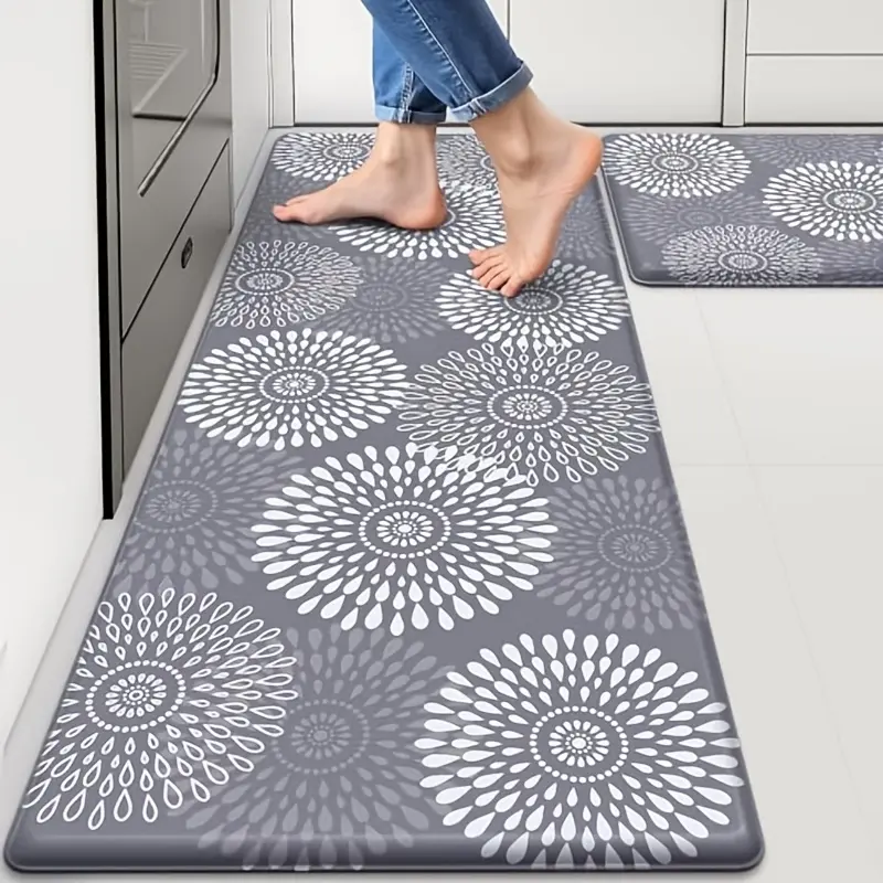 2pcs Comfortable standing kitchen mat–Memory Foam Sponge Anti-Fatigue Non-Slip Oil Resistant Easy Clean  Firework pattern Mat for Kitchen, Sink, Laundry, Office, Home Decor