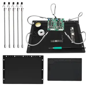Welding Table with Solder Pad Helper, Large Base 15.7x11.2 Inches, 5 Flexible Arms, Ideal for Electronic Repair, Jewelry, Pcb, DIY Crafts