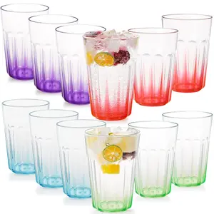 Reusable Plastic Cups Set of 12, BPA-Free Unbreakable Clear Water Drinking Glasses, 12 oz Stackable Tumblers for Juice, Kitchen, Outdoor & Party outdoorfun