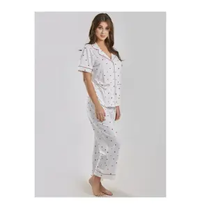 iCollection Modal Red Hearts Button-Up PajamaLounge Set