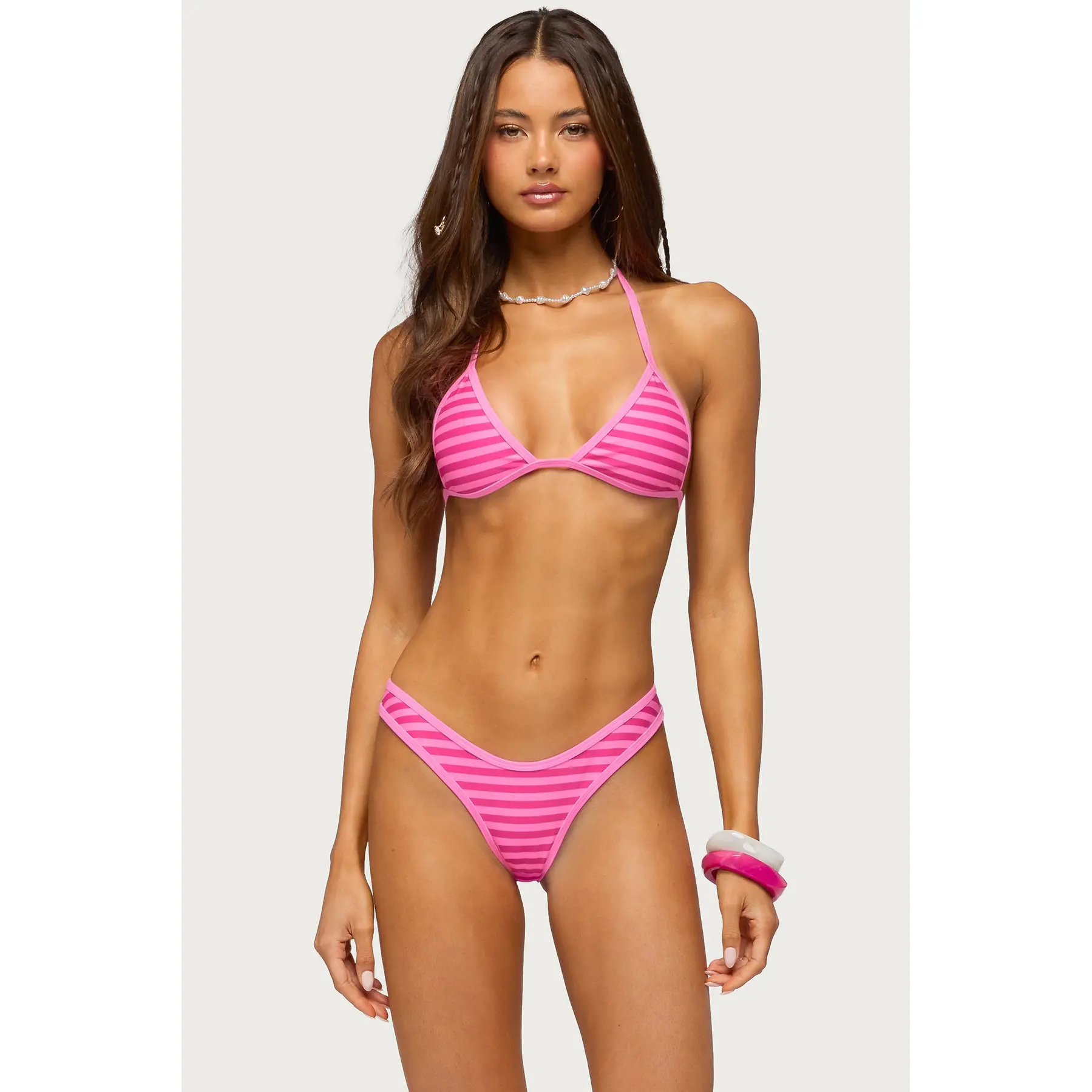 Jayla Striped Triangle Bikini Top