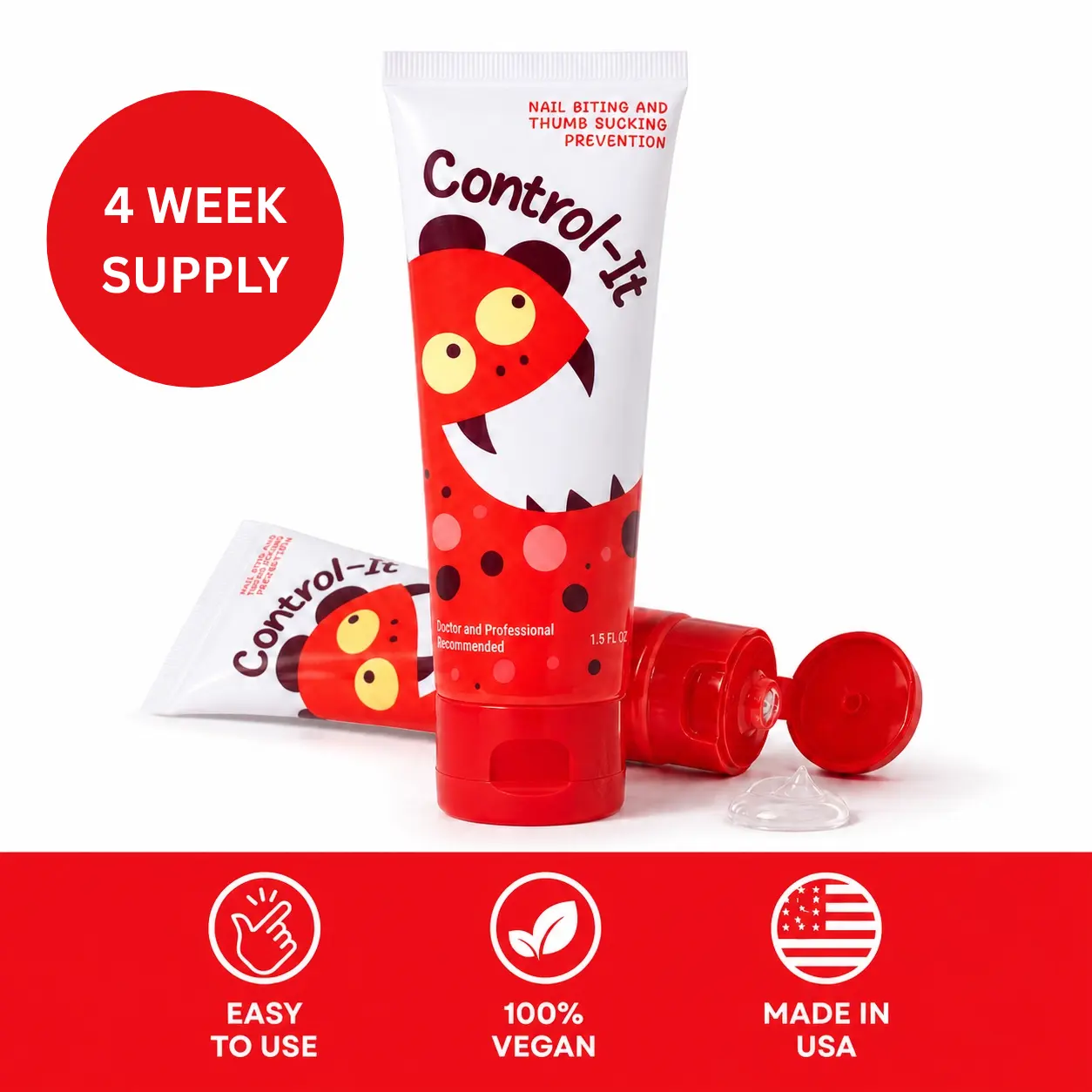 Stop Thumb Sucking and Nail Biting - Easy-to-Apply Cream - Vegan - Made in the USA - Recommended for Ages 3 and Older - 4 to 6 Weeks of Use - Control-It
