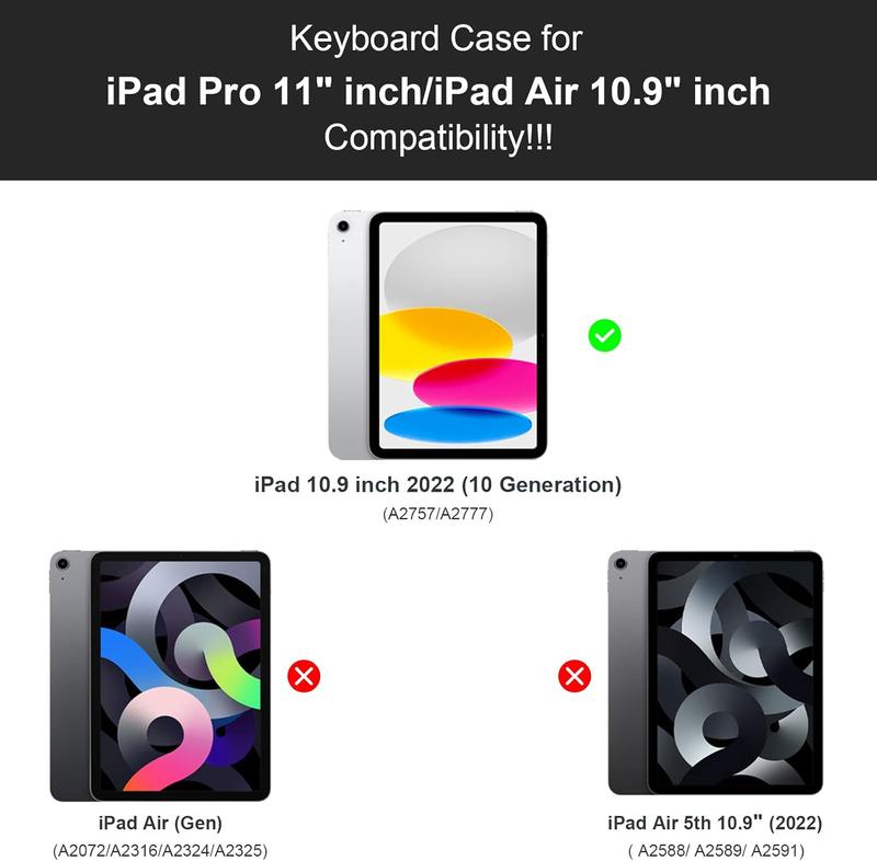 Keyboard Case for iPad 11th Gen 2025 and 10th Gen 10.9 Inch Pink Protective Cover with Pencil Holder 7 Color Backlit Detachable Wireless Keyboard