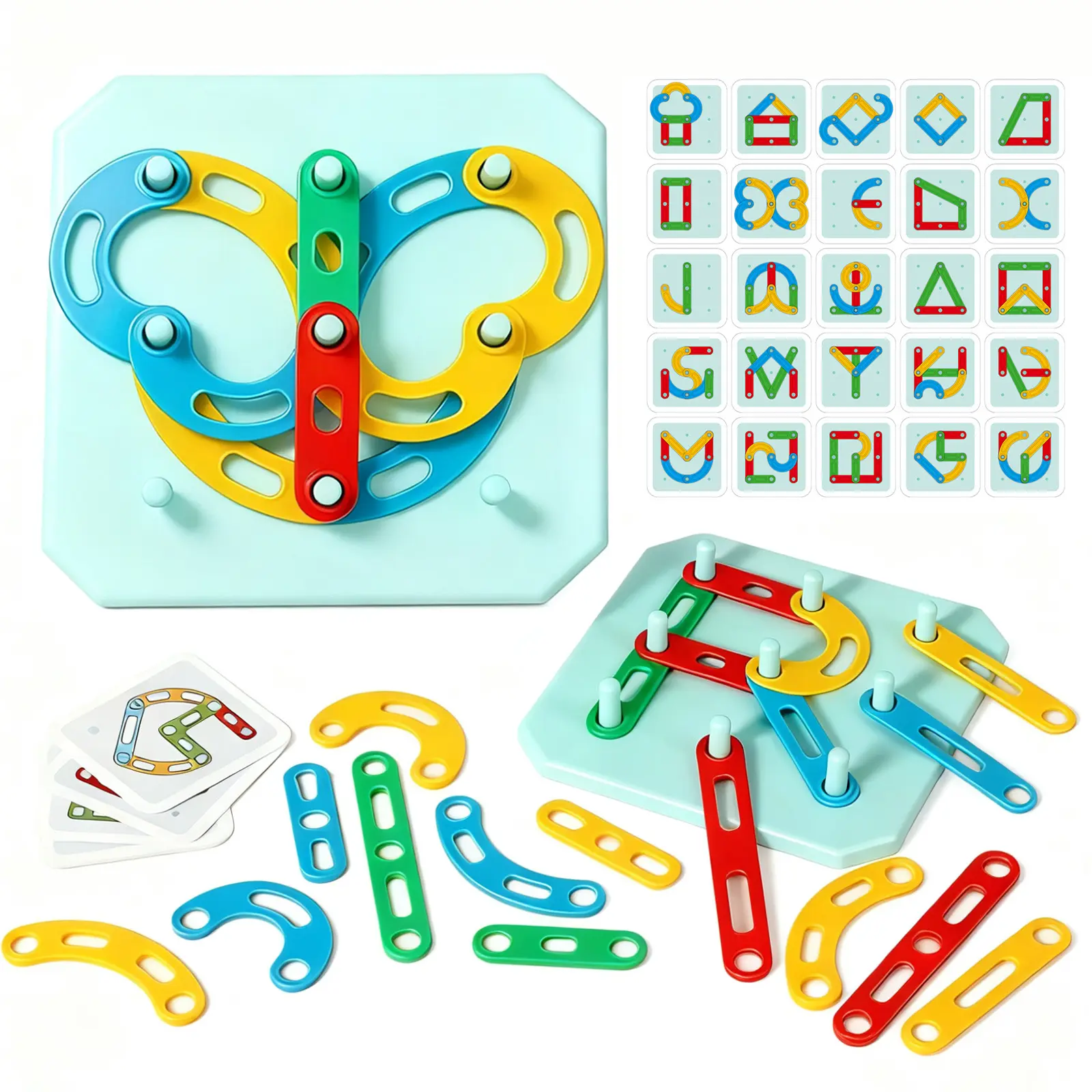 Kids' Letter-Number Shape Sorter Construction Toy Set, Educational Color Activity Board, Creativity Cultivation, Logical Play, Ages 4-6 Holiday-Birthday Gifts