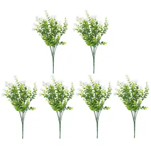 6 Bundles Artificial Eucalyptus Branches with Realistic Leaf Stems Faux Eucalyptus Leaves for Floral Arrangements Home Decor DIY Crafts Rustic Table Centerpieces Wedding Decorations