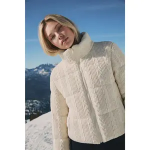 Aspen Vibes Cable Knit Puffer - Taupe