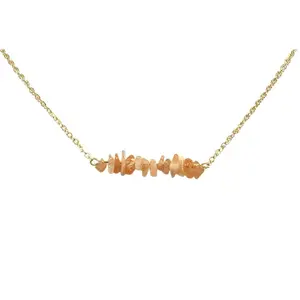 Sunstone Chip Necklace for Women, Bar Necklace, Layering Necklace