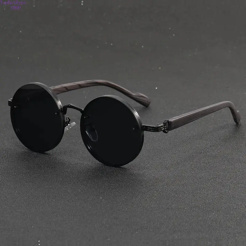 Unisex Classic Vintage Sun Protective Polarizing Sunglasses - Full Rim Metal Frame, Lightweight Nylon TR90 Lenses, Faux Wood Grain Temples, Men's Accessories for Casual Eyewear Fashion