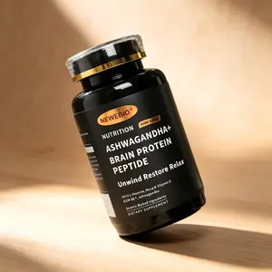 NEWEBIO Ashwagandha+ Brain Protein Peptide | Stress Relief & Cognitive Support, Zero Sugar, 90 Count