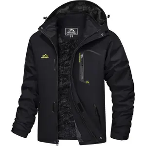 Men's Winter Ski Snow Jacket, Water-Resistant Warm Fleece-Lined Parka Raincoat with Hood & Multi-Pockets, All-Season Outdoor Functional Men's Outerwear