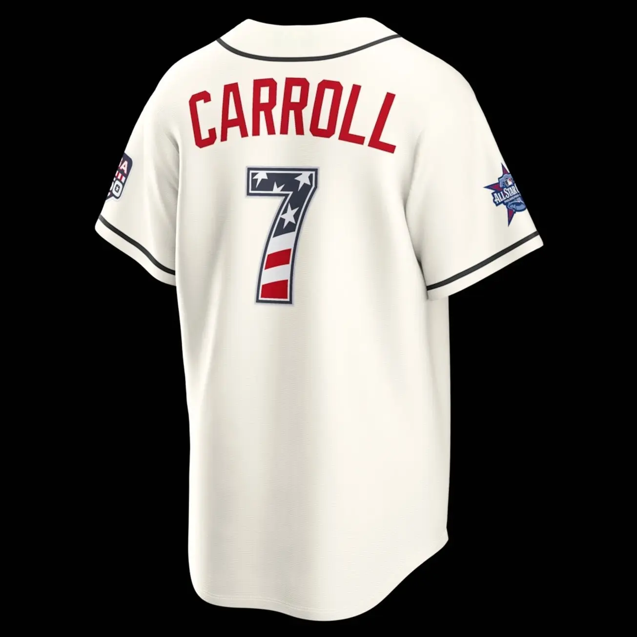 Unisex Baseball 2026 Arizona Carroll 7 Jersey 2026 All-Star Edition Stars & Stripes Cream Stadium Jersey