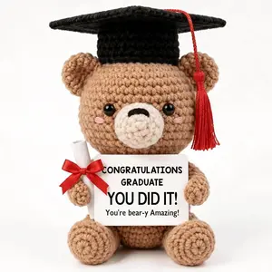 2026 Congratulations Graduation Gift for Her Him - YOU DID IT, College Middle High School Preschool Kindergarten Gifts for Friends, Sister, Daughter, Son, Teachers, Positive Crochet Bear Desk Decor